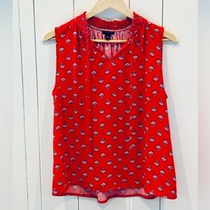 Ann Taylor Red Patterned Sleeveless Blouse
